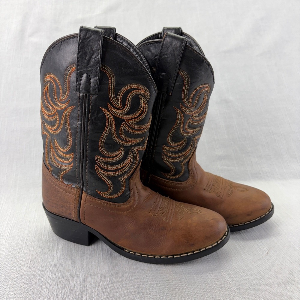 Cody James Western Boots Youth 1 D 414Y06 Brown Black Embroidered Leather
